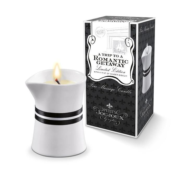 массажное масло в виде малой свечи petits joujoux romantic getaway с ароматом мяты и имбирного бисквита от магазина «Зона Белья»