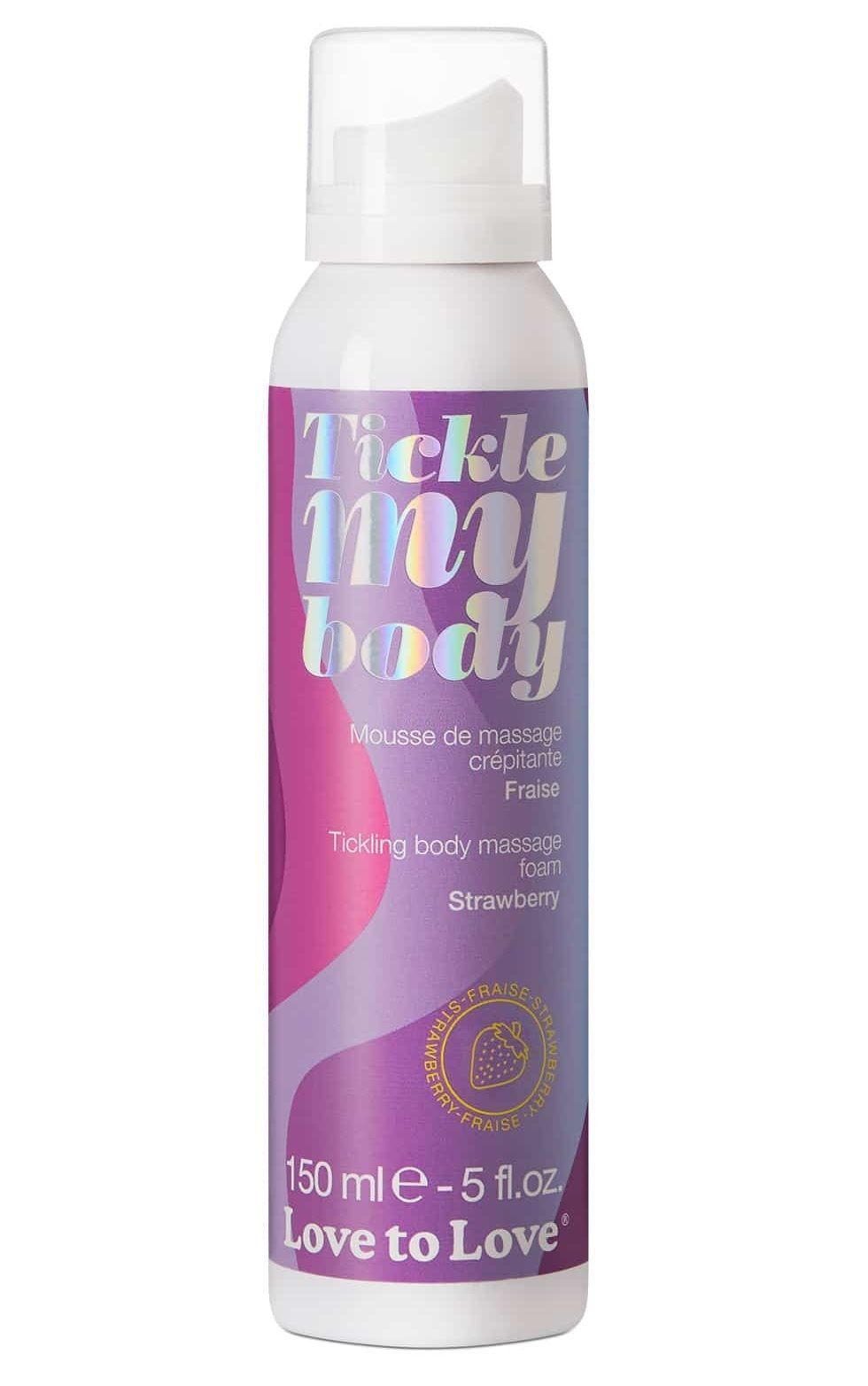 массажная хрустящая пенка tickle my body strawberry с ароматом клубники - 150 мл. от магазина «Зона Белья»