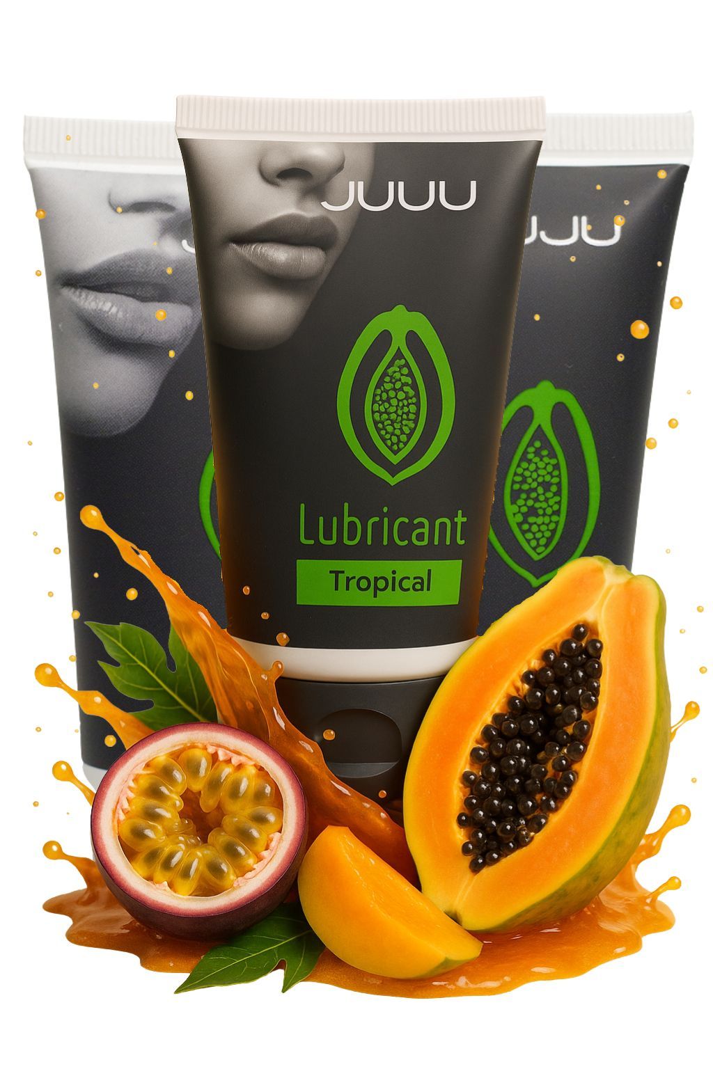 набор из 3 съедобных лубрикантов juju со вкусом тропических фруктов от магазина «Зона Белья»