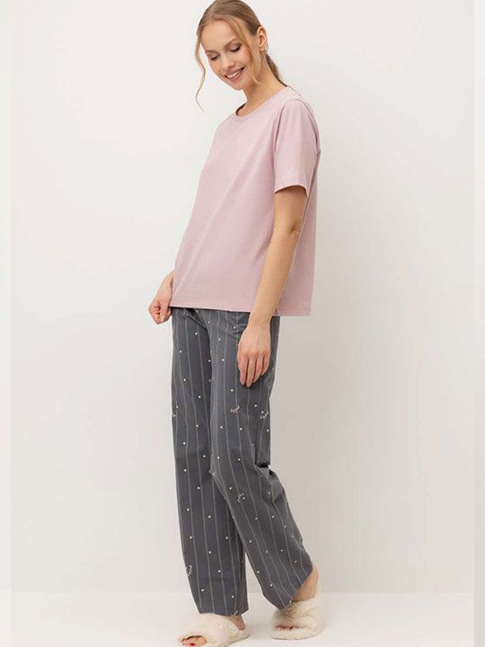 №е20181 пижама с брюками "монохромные сердечки" от магазина «Зона Белья»