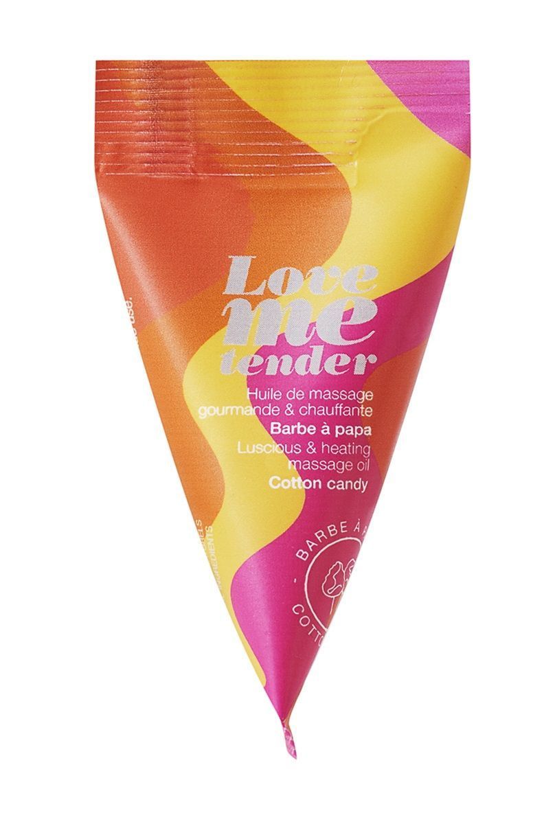 съедобное согревающее массажное масло love me tender cotton candy с ароматом сладкой ваты - 10 мл. от магазина «Зона Белья»