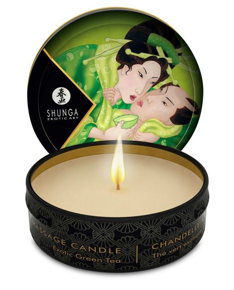 массажная свеча exotic green tea с ароматом зелёного чая - 30 мл. от магазина «Зона Белья»