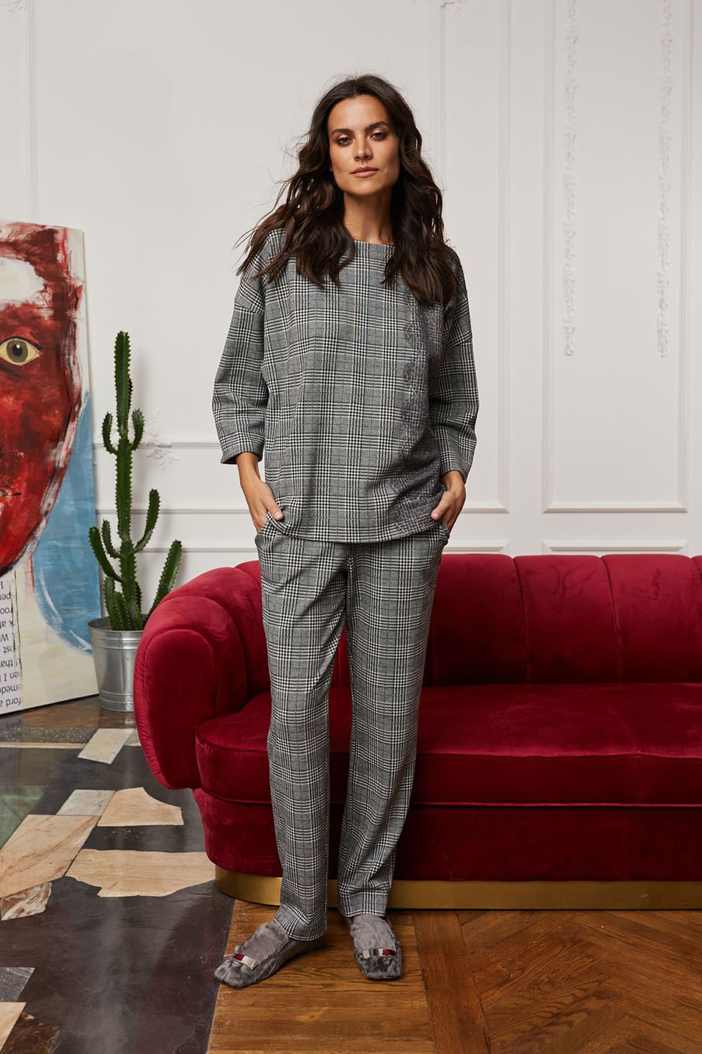 блуза 30352 черно-белый от магазина «Зона Белья»