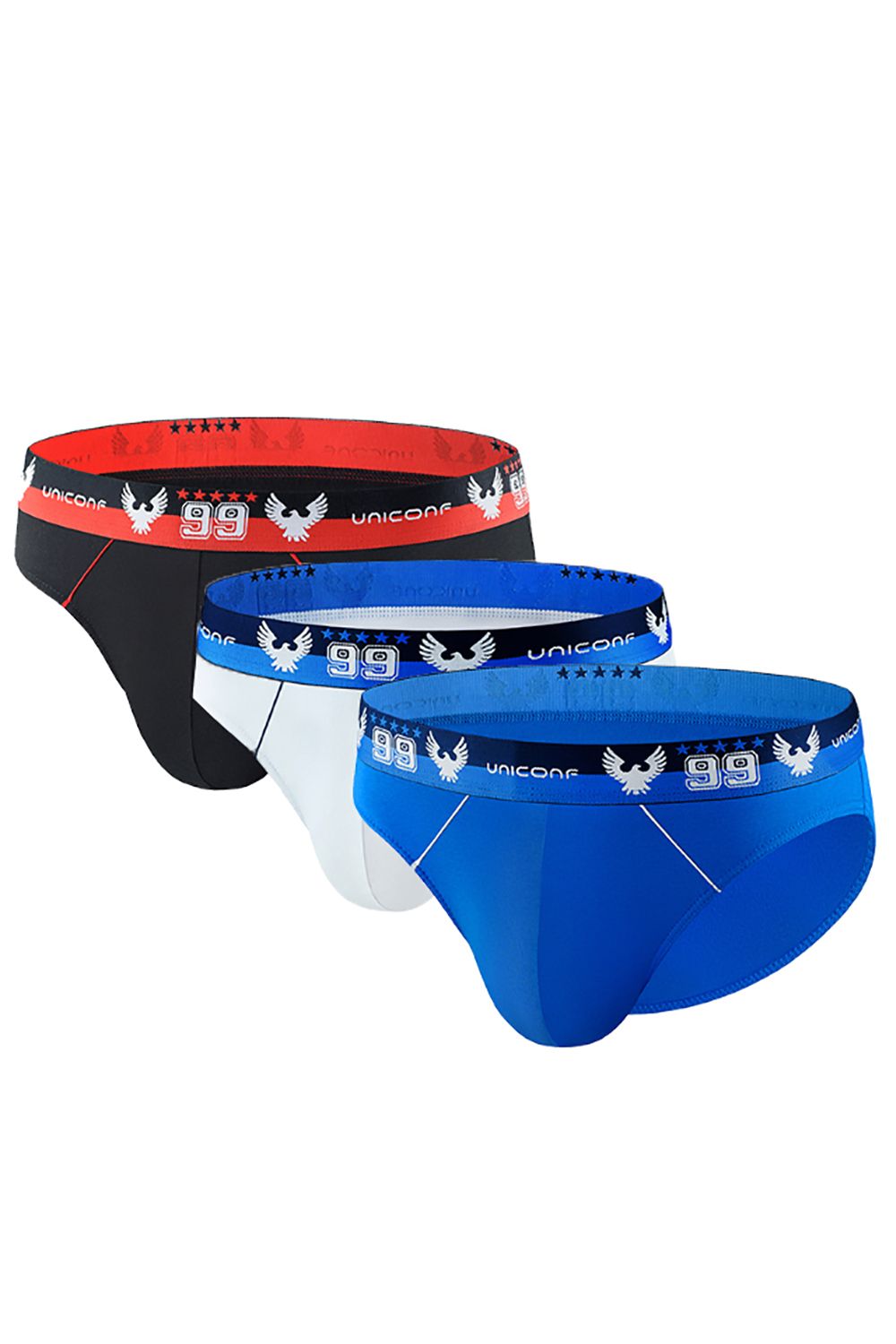 мужские трусы pb07 белый-черный-голубой от магазина «Зона Белья»