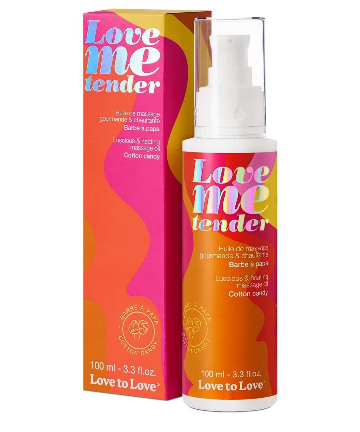 съедобное согревающее массажное масло love me tender cotton candy с ароматом сладкой ваты - 100 мл. от магазина «Зона Белья»