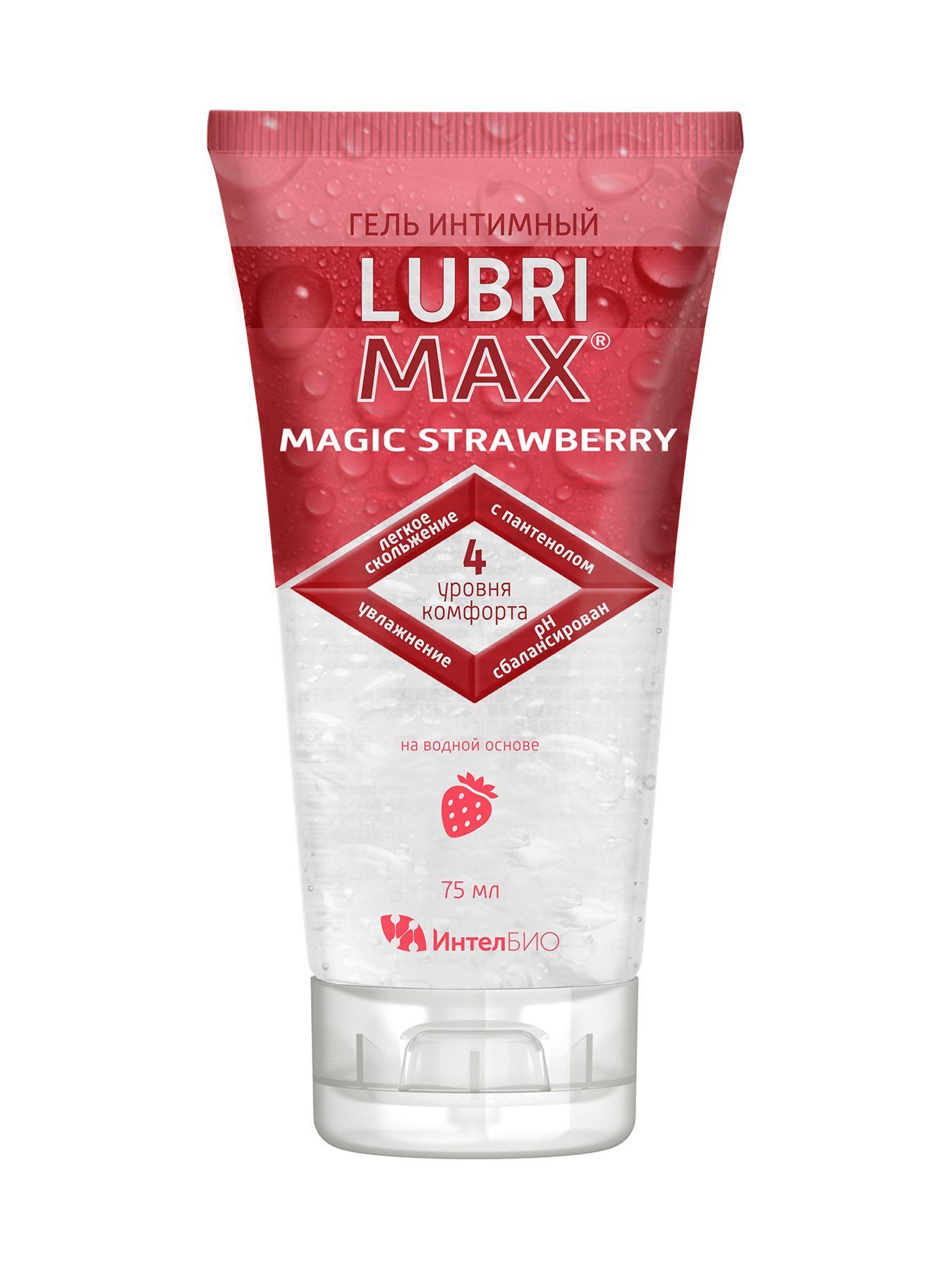 интимный гель-смазка на водной основе lubrimax magic strawberry - 75 мл. от магазина «Зона Белья»