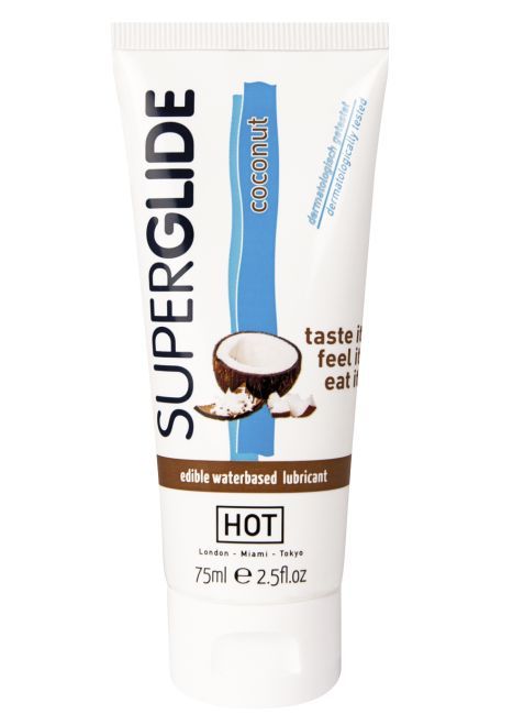 съедобный лубрикант на водной основе superglide с ароматом кокоса - 75 мл. от магазина «Зона Белья»