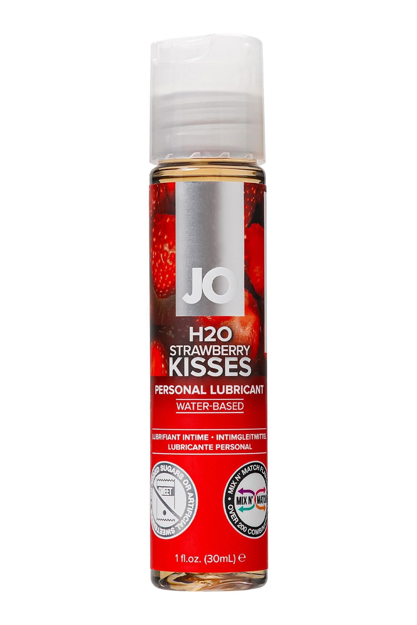 лубрикант на водной основе с ароматом клубники jo flavored strawberry kisses - 30 мл. от магазина «Зона Белья»