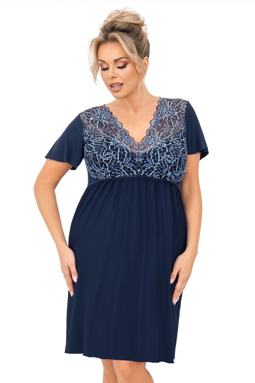 сорочка melania nightdress plus dark blue от магазина «Зона Белья»