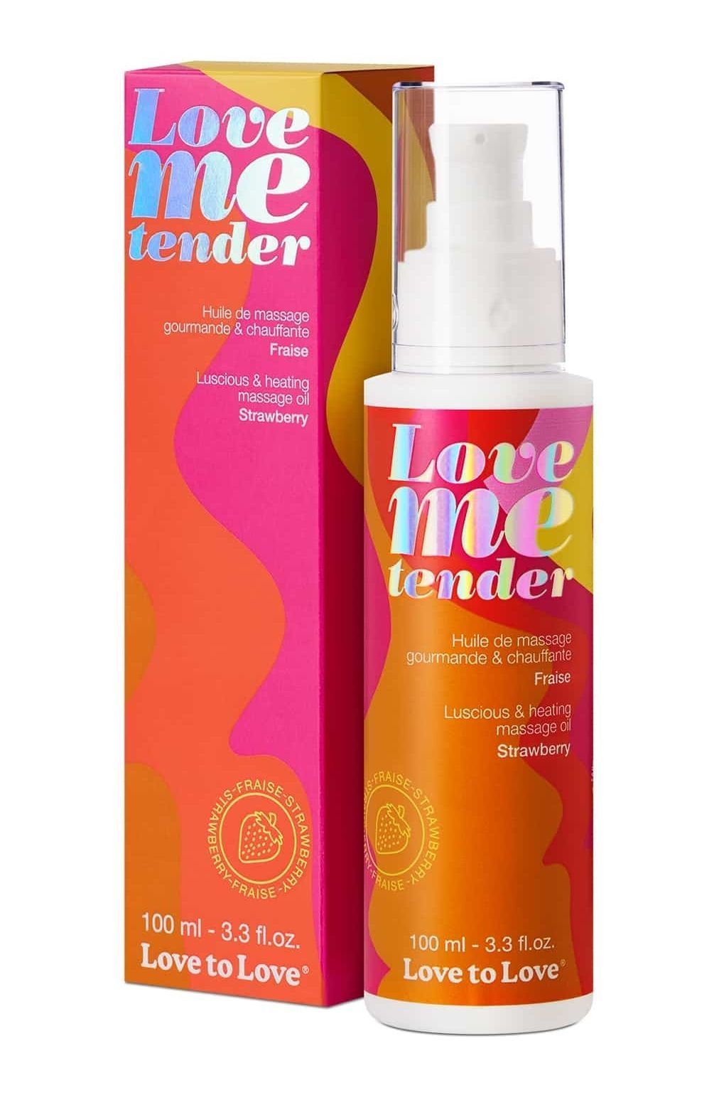 съедобное согревающее массажное масло love me tender strawberry с ароматом клубники - 100 мл. от магазина «Зона Белья»