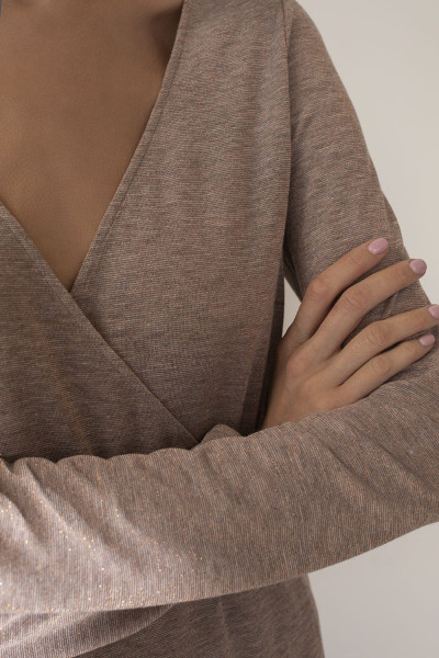 платье 51972-1 серый-бронзовый люрекс от магазина «Зона Белья»