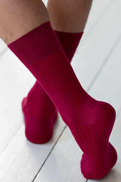 мужские носки premium "в рубчик" бордовый от магазина «Зона Белья»