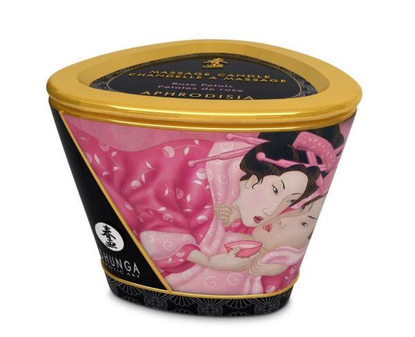 массажная свеча rose petals с ароматом розы - 170 мл. от магазина «Зона Белья»