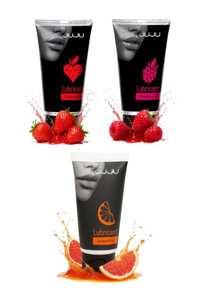 набор из 3 съедобных лубрикантов juju (клубника, малина, грейпфрут) от магазина «Зона Белья»