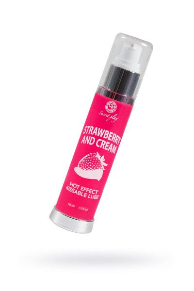 массажное масло 2-в-1 с разогревающим эффектом и вкусом клубники со сливками - 50 мл. от магазина «Зона Белья»