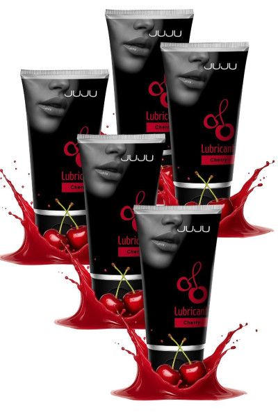 набор из 5 съедобных лубрикантов juju со вкусом вишни от магазина «Зона Белья»