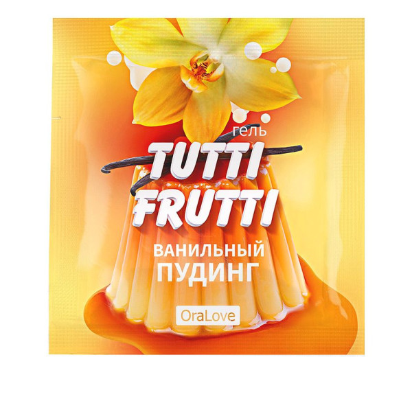 саше гель-смазки tutti-frutti со вкусом ванильного пудинга - 4 гр. от магазина «Зона Белья»