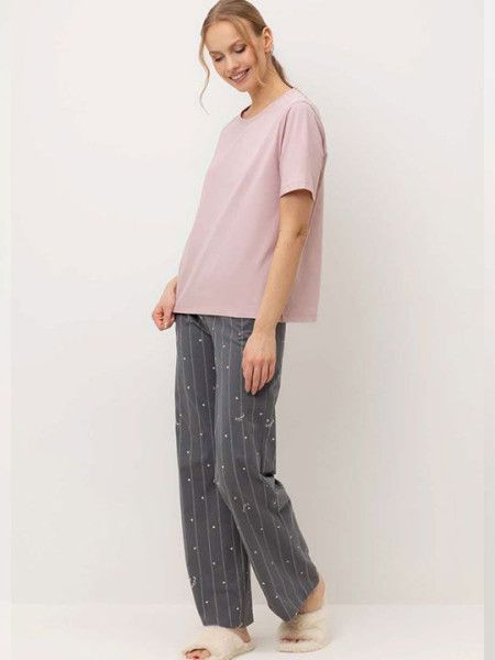 №е20181 пижама с брюками "монохромные сердечки" от магазина «Зона Белья»