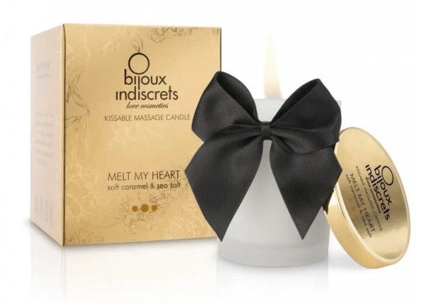 массажная свеча melt my heart с ароматом карамели - 70 мл. от магазина «Зона Белья»