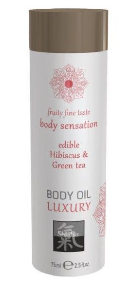 съедобное массажное масло с ароматом гибискуса и зеленого чая - 75 мл. от магазина «Зона Белья»