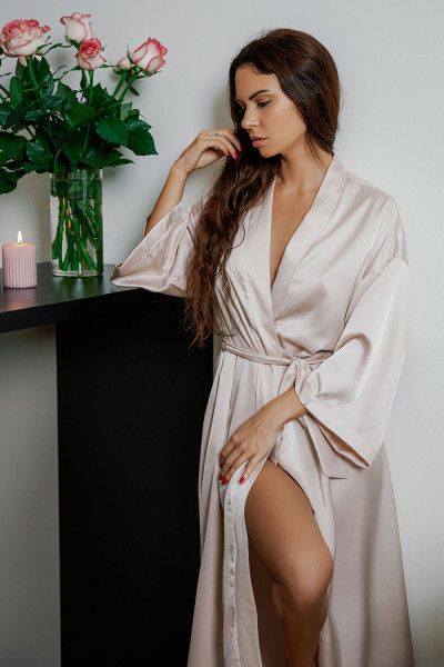 халат-кимоно бежевый 7147 от магазина «Зона Белья»