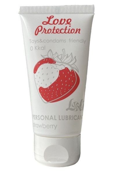 лубрикант на водной основе с ароматом клубники love protection strawberry - 50 мл. от магазина «Зона Белья»