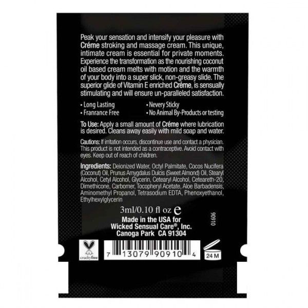 крем для массажа и мастурбации wicked stroking and massage creme - 3 мл. от магазина «Зона Белья»