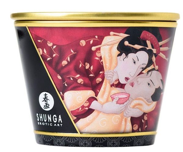 массажная  свеча sparkling strawberry wine с ароматом клубничного вина - 170 мл. от магазина «Зона Белья»