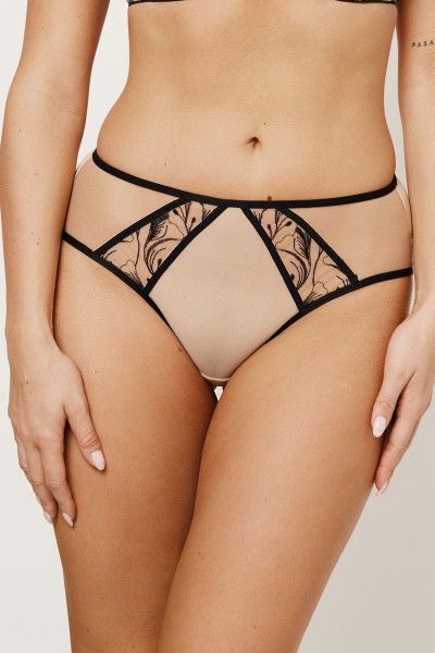 REBECCA BEIGE/BLACK Mini Трусы бразильяно