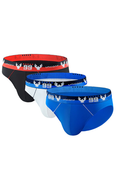 мужские трусы pb07 белый-черный-голубой от магазина «Зона Белья»