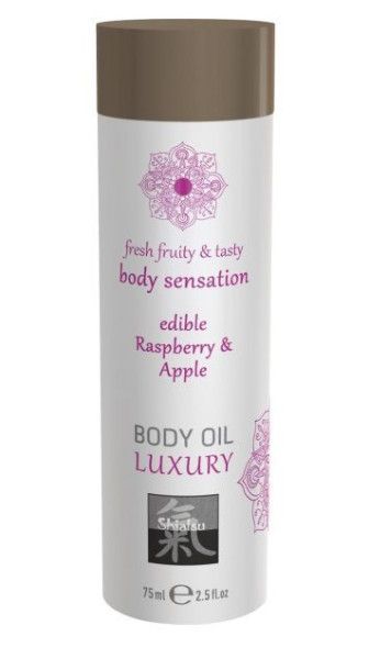 съедобное массажное масло с ароматом малины и яблока - 75 мл. от магазина «Зона Белья»