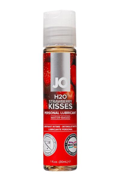 лубрикант на водной основе с ароматом клубники jo flavored strawberry kisses - 30 мл. от магазина «Зона Белья»
