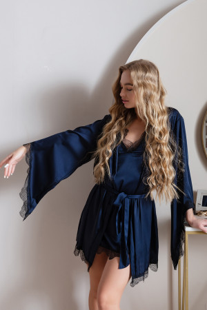 халат тёмно-синий 7206 купить по доступной цене в интернет-магазине Zonabelya.ru! 