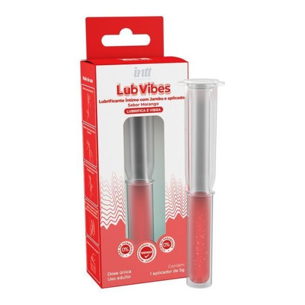 интимная смазка на водной основе lub vibes со вкусом клубники и эффектом вибрации - 5 гр. от магазина «Зона Белья»