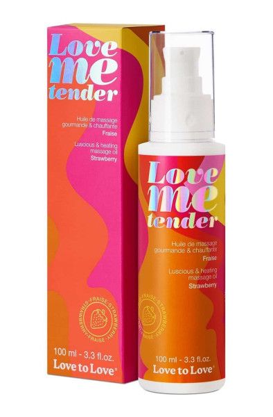 съедобное согревающее массажное масло love me tender strawberry с ароматом клубники - 100 мл. от магазина «Зона Белья»