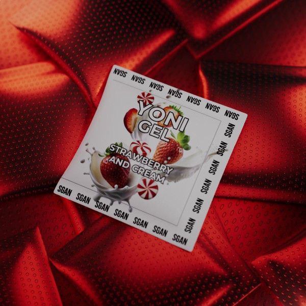 саше лубриканта для орального секса sgan со вкусом клубники со сливками - 5 мл. от магазина «Зона Белья»